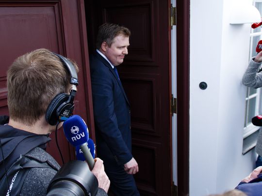 Iceland's Prime Minister Sigmundur David Gunnlaugsson in Reykjavik, Iceland. April 5, 2016. Source: USA Today