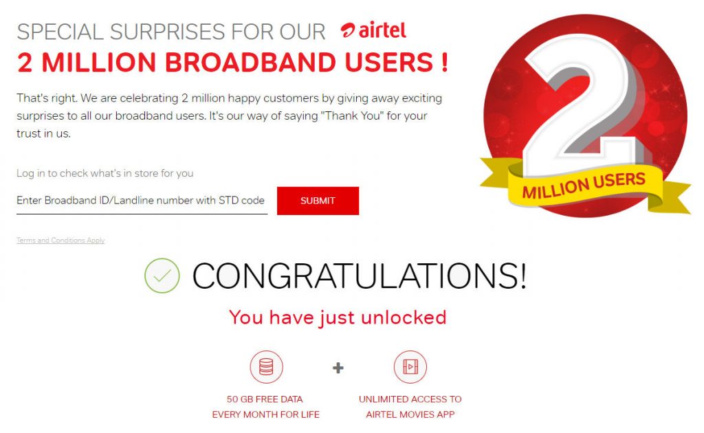 Airtel Offer on Broadband